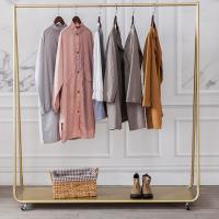 衣架落地服装店专用展示架金色女装店服装架可移动带板货架滑轮子定制 B款长120高185带轮【全板】标配
