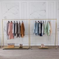 金色服装店展示架婚纱架落地式女装店衣架货架可移动挂衣架带轮子定制 A款长100高165带轮中间板标配