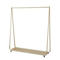 金色服装店展示架婚纱架落地式女装店衣架货架可移动挂衣架带轮子定制 A款长150高135带轮中间板标配