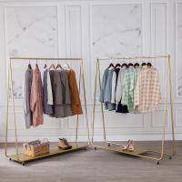金色服装店展示架婚纱架落地式女装店衣架货架可移动挂衣架带轮子定制 B款长120高165带轮全板标配