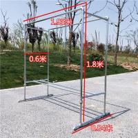 镀锌管晾衣架户外防风晒被架阳台双杆落地晾衣架室内挂衣架整理架定制 双层加脚架长1.95高1.8宽0.6