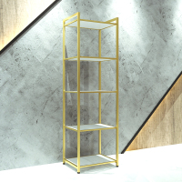 纳米金色服装店展示架童装店挂衣架服装展示架女装店陈列货架落地定制 五层置物架*长50高160带白板标配