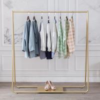 衣架落地服装店专用展示架金色女装店服装架可移动带板货架滑轮子定制 A款长100高185带轮[中间板]标配