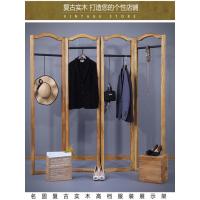 男女服装店展示架落地式中岛架复古实木橱窗屏风折叠挂衣架陈列架定制