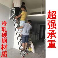 伸缩楼梯阁楼家用室内外复式平台壁挂式折叠隐形升降消防伸缩梯子定制 [2]加筋加厚碳钢壁挂[升级款]1.5~2.0米