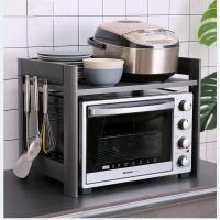 厨房台面电饭煲调味料收纳架桌面烤箱架子太空铝微波炉双层置物架(新)定制