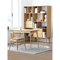 北欧书桌实木简约原木色写字台日式白橡木家具组合套装电脑桌(新)定制