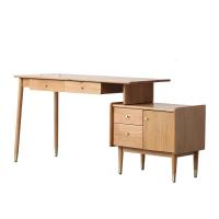 北欧实木双人书桌家用简约连体加长原木伸缩转角写字台电脑桌（新）定制