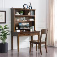 实木书桌书架组合学习桌写字台电脑桌简约儿童书柜书桌一体(新)定制