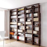 实木书架多层置物架简约客厅落地收纳书柜展示陈列架整墙书架(新)定制