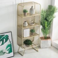 北欧风书架落地墙边铁艺置物架客厅轻奢ins创意转角艺术书柜(新)定制