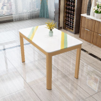 北欧餐桌椅组合长方形家用小户型4/6人吃饭桌子简约钢化玻璃餐台定制 餐椅按拍下的图配色 130*80单桌（不含餐椅）