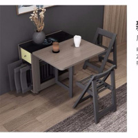 轻奢宜家小户型可折叠餐桌家用折叠桌电磁炉餐桌椅组合定制 深色带电磁炉 单桌