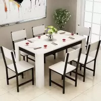 餐桌椅组合吃饭桌子出租房家用小户型餐桌餐桌长方形桌子快餐桌定制 白配黑 120*80配4椅