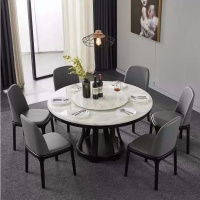 北欧大理石餐桌椅组合家用实木饭桌子现代轻奢简约带转盘餐桌圆台定制 餐桌135*75+6椅 默认尺寸