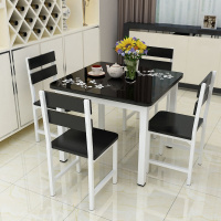 钢化玻璃方桌餐桌椅组合正方形饭桌简约现代2人吃饭桌小户型家用定制 黑面白架+黑玻璃 80*80一桌四椅