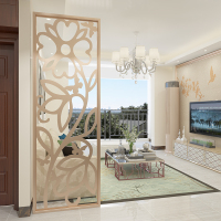 铁艺屏风隔断创意客厅玄关装饰现代简约金属镂空轻奢小户型隔断墙定制 【款式B】18K金60*220CM整装