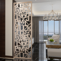铁艺屏风隔断创意客厅玄关装饰现代简约金属镂空轻奢小户型隔断墙定制 [款式D]18K金60*220CM整装