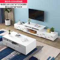 电视柜 现代简约茶几组合北欧小户型超窄简易客厅伸缩电视机墙柜定制 欣欣向荣暖白组合组装