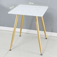 北欧伊姆斯餐桌方桌小户型简约现代白色实木休闲桌子洽谈桌椅组合定制 金色80方桌仿理石面 默认尺寸