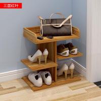 多层鞋架简易家用经济型省空间家里人仿实木鞋柜宿舍口小鞋架子定制 3层红叶枫木