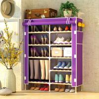 实木鞋架组装鞋柜简易经济型多层牛津布宿舍家用防尘收纳定制 中号纯紫[加厚牛津布]