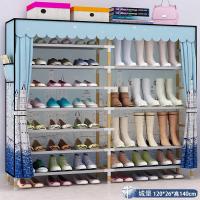 简易鞋架实木多层防尘收纳架子家用经济型布艺鞋柜简约现代厅柜定制 城堡-靴子款(双排8层)