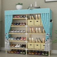 鞋架多层简易防尘家用经济型组装家里人口小鞋柜实木多功能定制 125款[涤棉布][梦幻城堡]