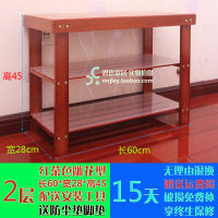 楠竹鞋架简易换鞋凳家用进口穿鞋凳子实木小鞋柜多层收纳置物架定制 红茶色雕花型/2层长60