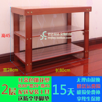 楠竹鞋架简易换鞋凳家用进口穿鞋凳子实木小鞋柜多层收纳置物架定制 红茶色雕花型/2层长80