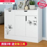 鞋柜简约现代厅柜多功能仿实木口鞋柜简易经济型鞋架收纳柜子定制 带护栏90CM欣欣向荣组装