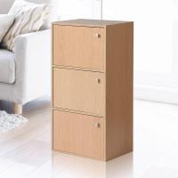 加大木质柜子储物柜带家用落地多功能收纳简易书柜书架定制 3层3门香槟色40*29*800.6米以下宽