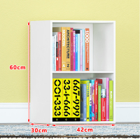简易书柜书架简约现代学生小木格柜子自合组合储物柜收纳置物层 加高二层暖白色42*30*60密度板层高28CM0.6米以下