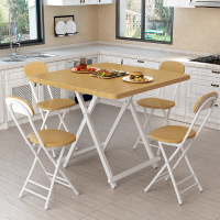 折叠桌餐桌家用小桌子吃饭桌简易小型折叠桌椅便携摆摊桌宿舍方桌定制 驼色竹纹80宽一桌四椅 默认尺寸