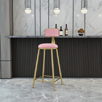 阳台家用靠窗小吧台桌客厅家庭隔断柜吧台餐桌一体高脚桌椅酒吧台定制 75cm坐高+粉色坐垫(软包后背)组装框架结构