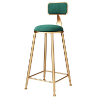 大理石吧台桌家用吧台轻奢靠墙长条桌椅客厅隔断吧台定制 圆椅坐高75cm(金色+墨绿坐垫)组装支架结构