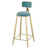 大理石吧台桌家用吧台轻奢靠墙长条桌椅客厅隔断吧台定制 圆椅坐高75cm(金色+天蓝坐垫)组装支架结构