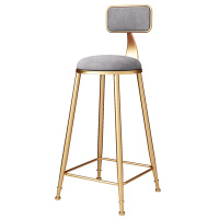 大理石吧台桌家用吧台轻奢靠墙长条桌椅客厅隔断吧台定制 圆椅坐高75cm(金色+紫色坐垫)组装支架结构