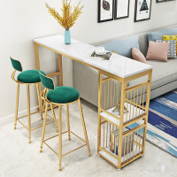 靠墙长条桌窄桌子家用隔断柜餐桌大理石吧台桌椅组合高脚桌小吧台定制 黑色吧台120*40*105cm大理石桌面