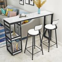 靠墙长条桌窄桌子家用隔断柜餐桌大理石吧台桌椅组合高脚桌小吧台定制 黑色吧台160*40*105cm大理石桌面