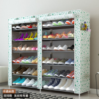 牛津布防尘带拉链家用简易口放多层鞋架子大容量经济型布艺鞋柜定制 双排无纺布青苹果