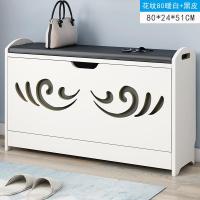 家用进口可坐式鞋柜简约现代储物收纳柜子对开换鞋凳穿鞋凳子定制 花纹80暖白+黑皮组装