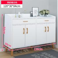 鞋柜家用口大容量玄关柜收纳阳台储物简约木质仿实木简易小鞋架定制 [四门两抽护栏款]120cm暖白色组装