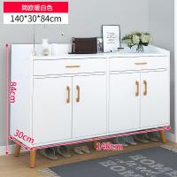 鞋柜家用口大容量玄关柜收纳阳台储物简约木质仿实木简易小鞋架定制 [主图款带护栏]140cm暖白色组装