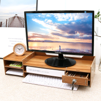 电脑显示器屏增高架子垫高底座支架台式办公室桌面收纳带锁置物架定制 9025柚木[收藏送手机架+笔筒]带锁