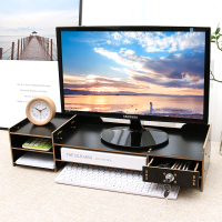 电脑显示器屏增高架子垫高底座支架台式办公室桌面收纳带锁置物架定制 9025黑色[收藏送手机架+笔筒]带锁