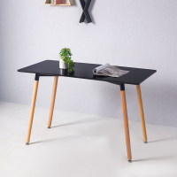 北欧餐桌椅组合现代简约小户型家用饭桌实木白色伊姆斯洽谈桌椅子定制 伊姆斯120*60桌子黑色 默认尺寸