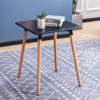 北欧餐桌椅组合现代简约小户型家用饭桌实木白色伊姆斯洽谈桌椅子定制 伊姆斯边长60厘米方桌黑色 默认尺寸