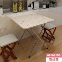 阳台四方桌野外吃饭桌子折叠餐桌家用经济型普通旅行床边小型折。定制 方桌红花60*60*50长宽高 默认尺寸