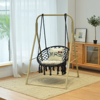吊椅吊篮摇篮椅家用椅子阳台室内吊兰户外成人客厅懒人秋千吊床定制 升级款-黑色吊椅收藏送抱枕坐垫